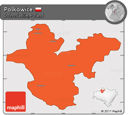 Political Simple Map of Polkowice, cropped outside