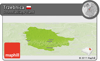 Physical Panoramic Map of Trzebnica, lighten