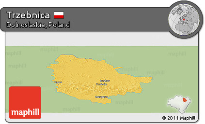 Savanna Style Panoramic Map of Trzebnica, single color outside