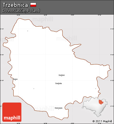 Classic Style Simple Map of Trzebnica, cropped outside