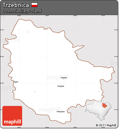Classic Style Simple Map of Trzebnica, cropped outside