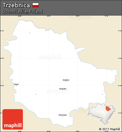 Classic Style Simple Map of Trzebnica, single color outside