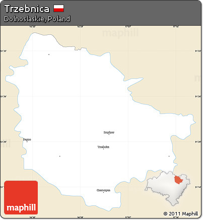 Classic Style Simple Map of Trzebnica, single color outside