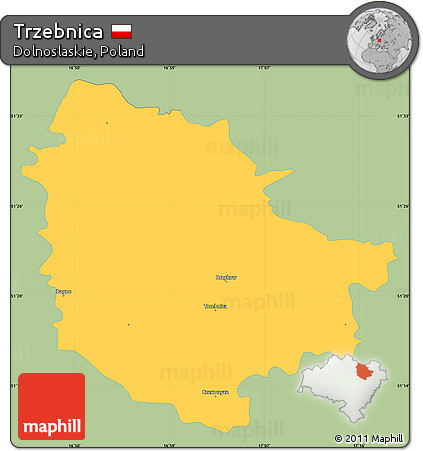 Savanna Style Simple Map of Trzebnica, single color outside