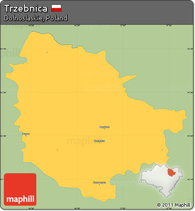 Savanna Style Simple Map of Trzebnica, single color outside