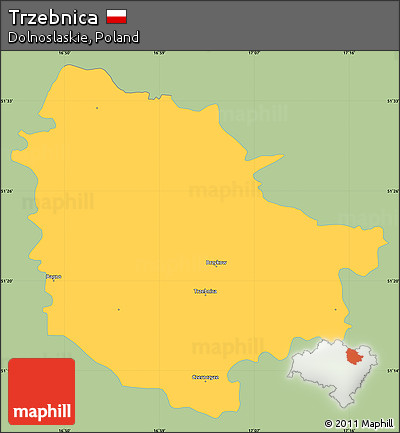 Savanna Style Simple Map of Trzebnica, single color outside
