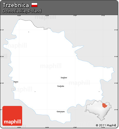 Silver Style Simple Map of Trzebnica, single color outside