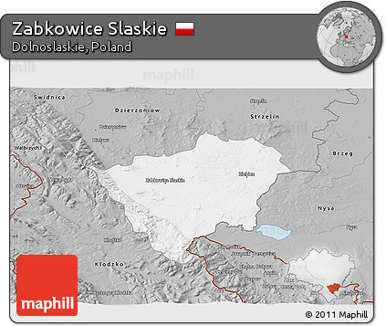 Gray 3D Map of Zabkowice Slaskie