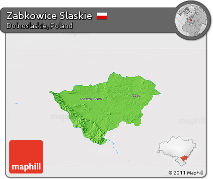 Political 3D Map of Zabkowice Slaskie, single color outside