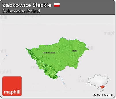 Political 3D Map of Zabkowice Slaskie, single color outside