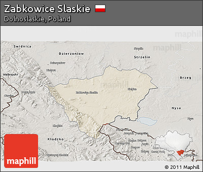 Shaded Relief 3D Map of Zabkowice Slaskie, semi-desaturated