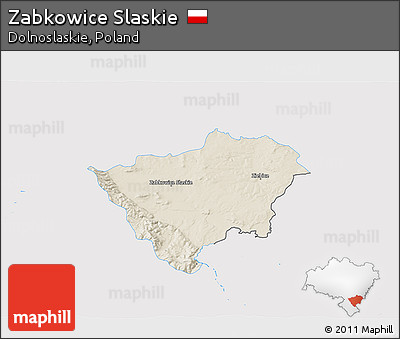 Shaded Relief 3D Map of Zabkowice Slaskie, single color outside