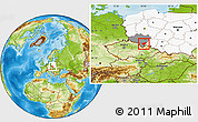 Physical Location Map of Zabkowice Slaskie, highlighted country, highlighted parent region