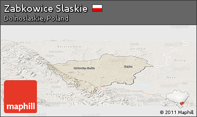 Shaded Relief Panoramic Map of Zabkowice Slaskie, lighten