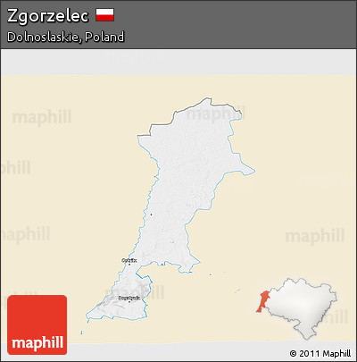 Classic Style 3D Map of Zgorzelec, single color outside