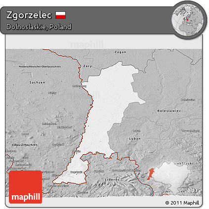 Gray 3D Map of Zgorzelec