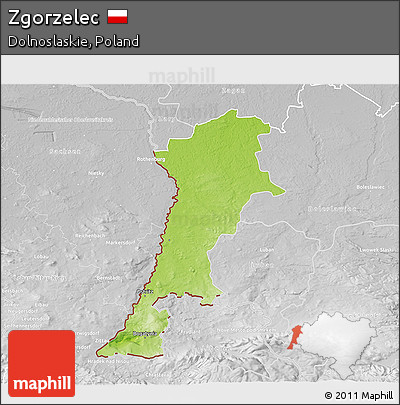 Physical 3D Map of Zgorzelec, lighten, desaturated