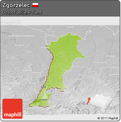 Physical 3D Map of Zgorzelec, lighten, desaturated