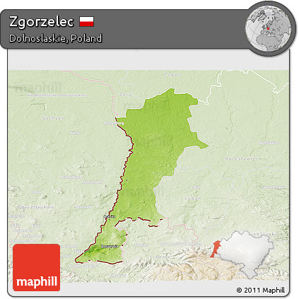 Physical 3D Map of Zgorzelec, lighten