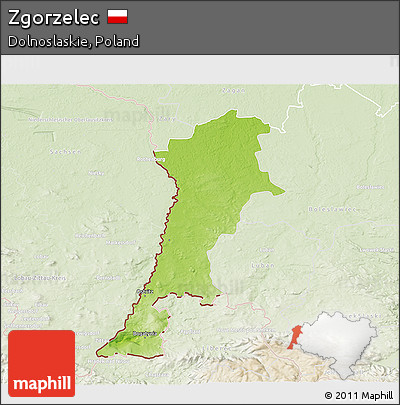 Physical 3D Map of Zgorzelec, lighten