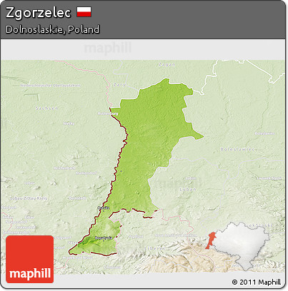Physical 3D Map of Zgorzelec, lighten