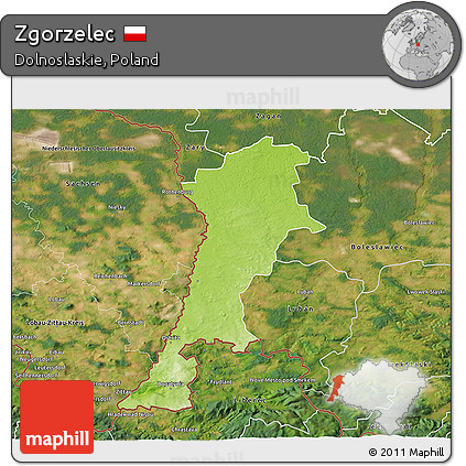 Physical 3D Map of Zgorzelec, satellite outside