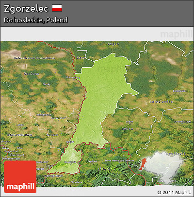 Physical 3D Map of Zgorzelec, satellite outside