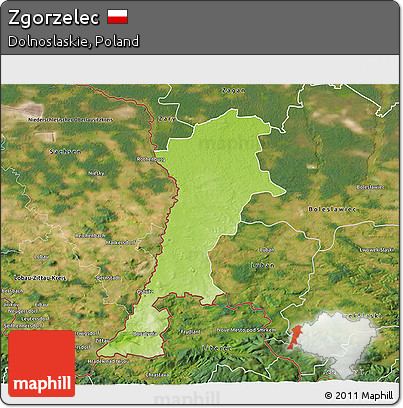 Physical 3D Map of Zgorzelec, satellite outside