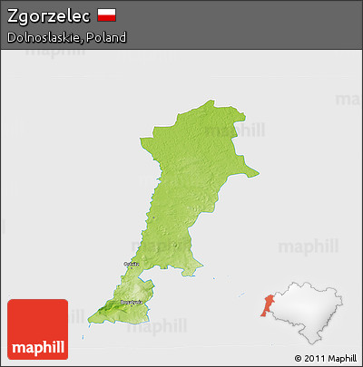 Physical 3D Map of Zgorzelec, single color outside