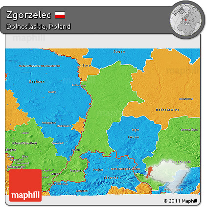 Political 3D Map of Zgorzelec