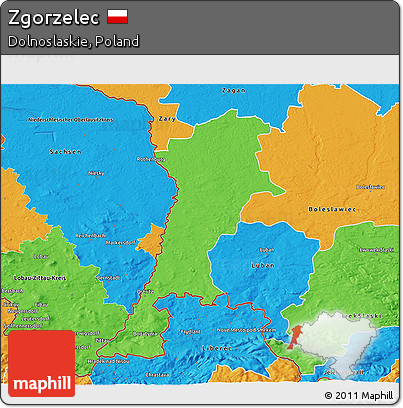 Political 3D Map of Zgorzelec