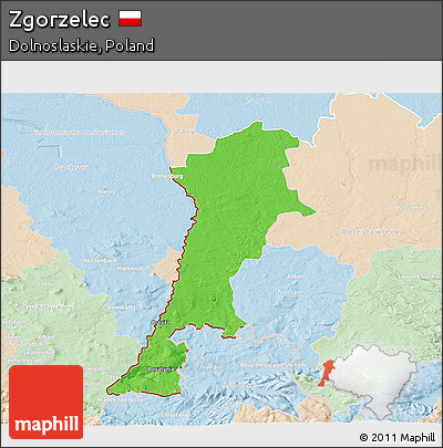 Political 3D Map of Zgorzelec, lighten
