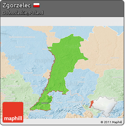 Political 3D Map of Zgorzelec, lighten