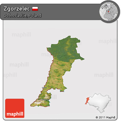 Satellite 3D Map of Zgorzelec, cropped outside