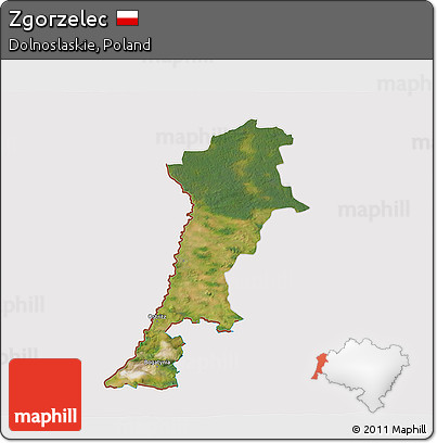 Satellite 3D Map of Zgorzelec, cropped outside