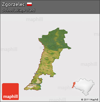 Satellite 3D Map of Zgorzelec, cropped outside