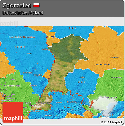 Satellite 3D Map of Zgorzelec, political outside
