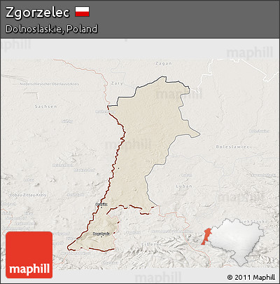 Shaded Relief 3D Map of Zgorzelec, lighten