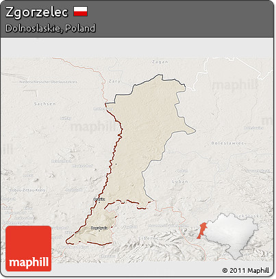 Shaded Relief 3D Map of Zgorzelec, lighten