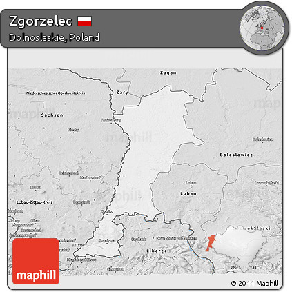 Silver Style 3D Map of Zgorzelec