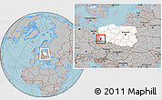 Gray Location Map of Zgorzelec, highlighted country, within the entire country, hill shading