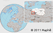 Gray Location Map of Zgorzelec, highlighted country, highlighted parent region, within the entire country