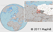 Gray Location Map of Zgorzelec, highlighted country, highlighted parent region, hill shading