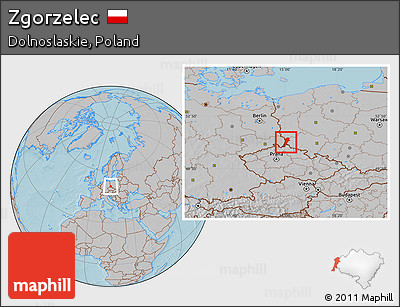 Gray Location Map of Zgorzelec, hill shading