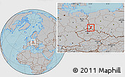 Gray Location Map of Zgorzelec, hill shading