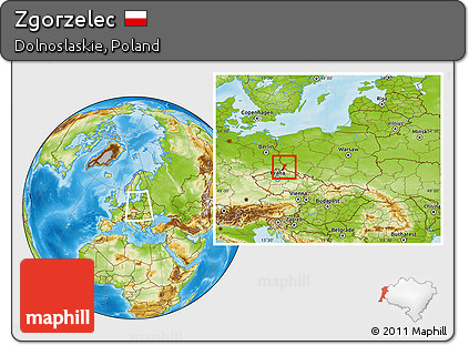 Physical Location Map of Zgorzelec, within the entire country