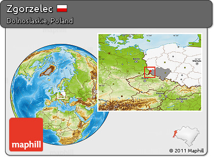 Physical Location Map of Zgorzelec, highlighted country, highlighted parent region