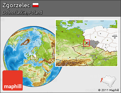 Physical Location Map of Zgorzelec, highlighted country, highlighted parent region