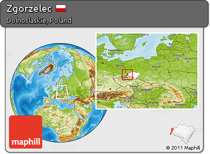 Physical Location Map of Zgorzelec, highlighted parent region, within the entire country