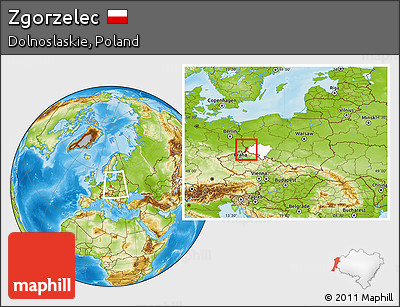 Physical Location Map of Zgorzelec, highlighted parent region, within the entire country